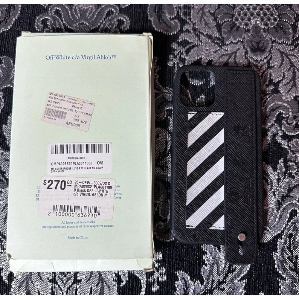 Off-White Virgil Abloh Case iPhone 12 Pro Max Black‎ Striped Designer Logo Box